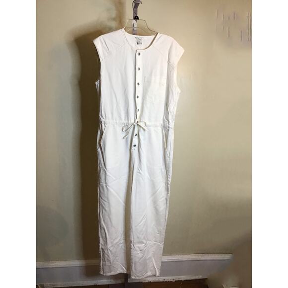 Jordache Women One pice Denim Jumpsuit Sz. Large Cream NWT  Trendy Jumpsuit - Picture 3 of 9